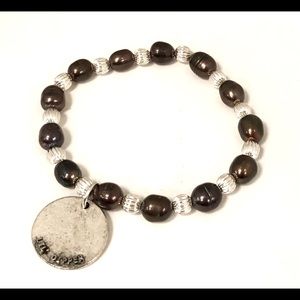 Handmade stone & metal beaded bracelet.